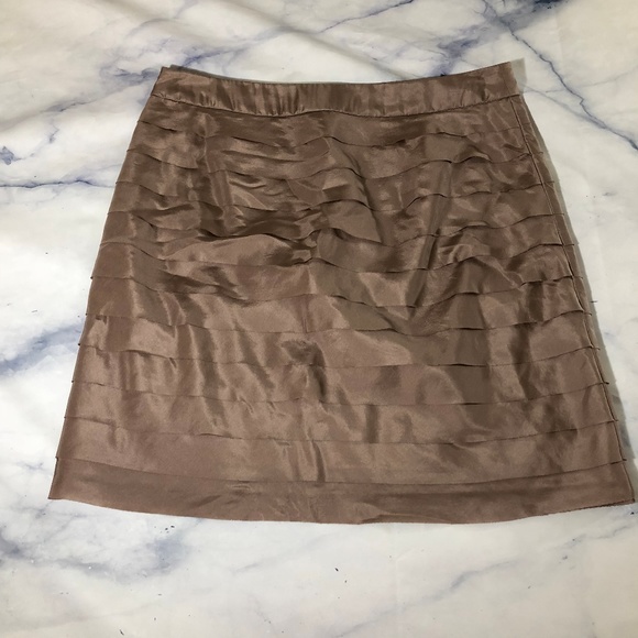 Loft Silk Taupe Tiered Layered Pencil Skirt - Picture 8 of 8